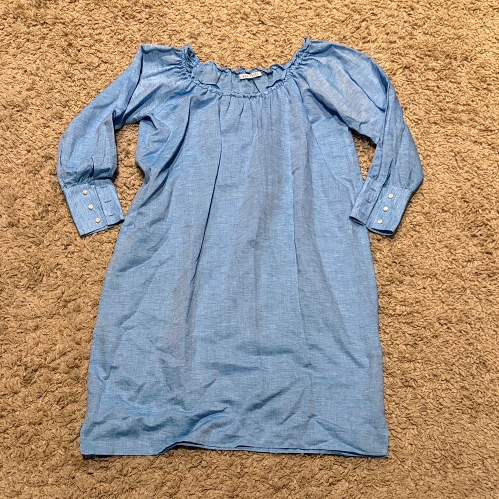 Hadleigh's Blue Linen Women's Dress Size 42 or US 6